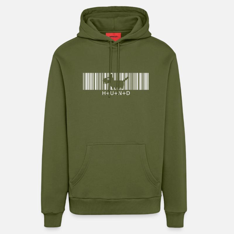 Hund Strichcode kleiner Wuffi - Organic Relaxed Hoodie Made in EU - MOSS GREEN