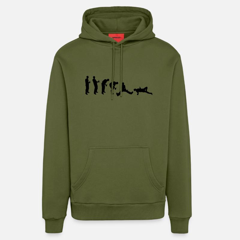 Évolution ivre - Sweat à capuche bio décontracté fabriqué en UE - MOSS GREEN