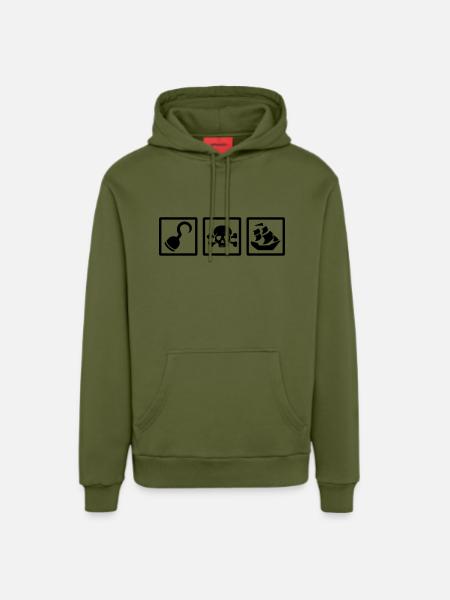 Pirate - Sweat à capuche bio décontracté fabriqué en UE - MOSS GREEN