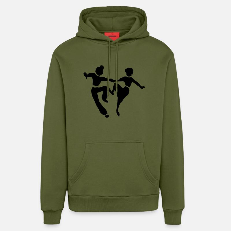 On y danse Rock&Roll rétro - Sweat à capuche bio décontracté fabriqué en UE - MOSS GREEN
