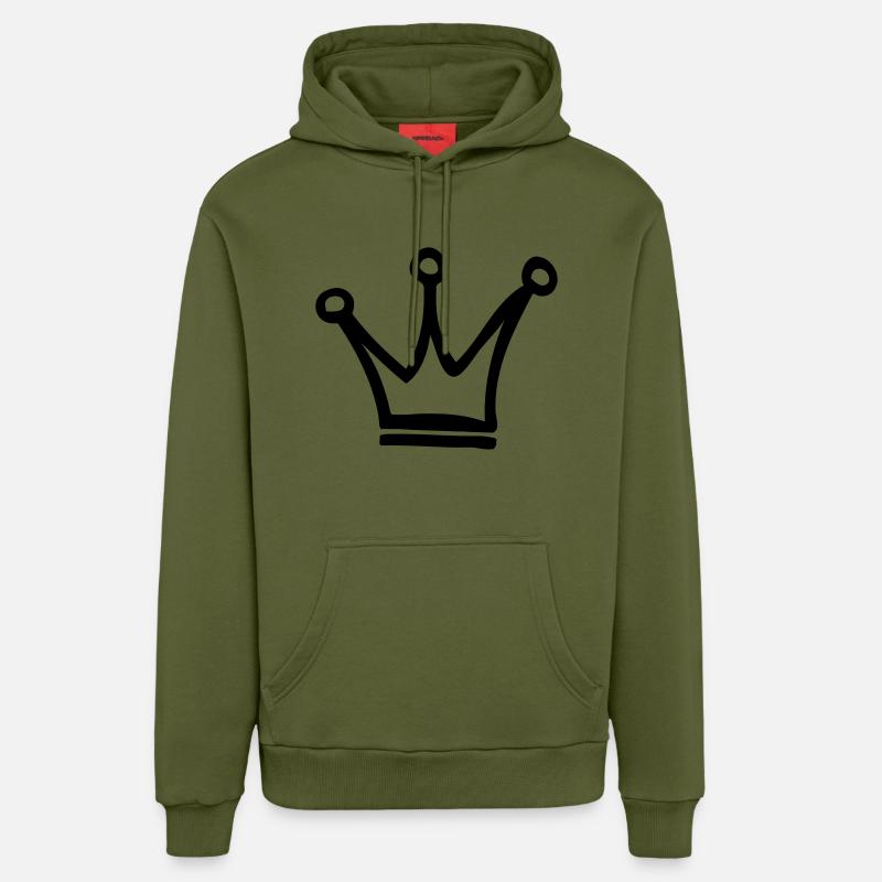 couronne - Sweat à capuche bio décontracté fabriqué en UE - MOSS GREEN