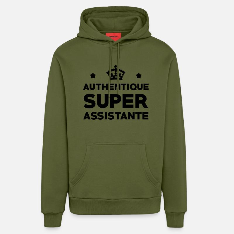 Assistant / Assistante / Adjoint / Secrétaire - Sweat à capuche bio décontracté fabriqué en UE - MOSS GREEN