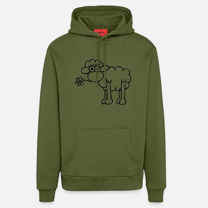 sheep_blume005 - Sweat à capuche bio décontracté fabriqué en UE - MOSS GREEN