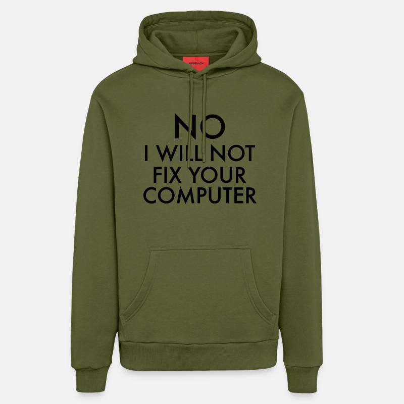 Computer Geek - Sweat à capuche bio décontracté fabriqué en UE - MOSS GREEN