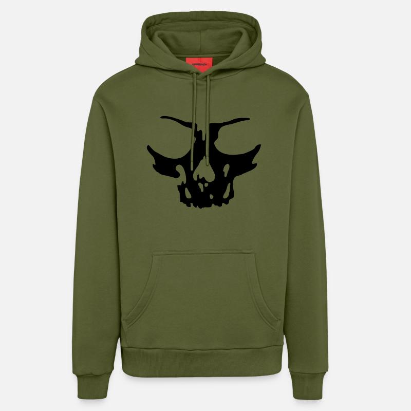 skull - Sweat à capuche bio décontracté fabriqué en UE - MOSS GREEN