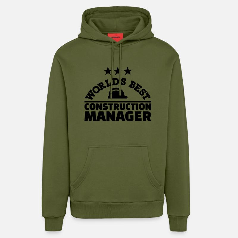 Construction manager - Sweat à capuche bio décontracté fabriqué en UE - MOSS GREEN