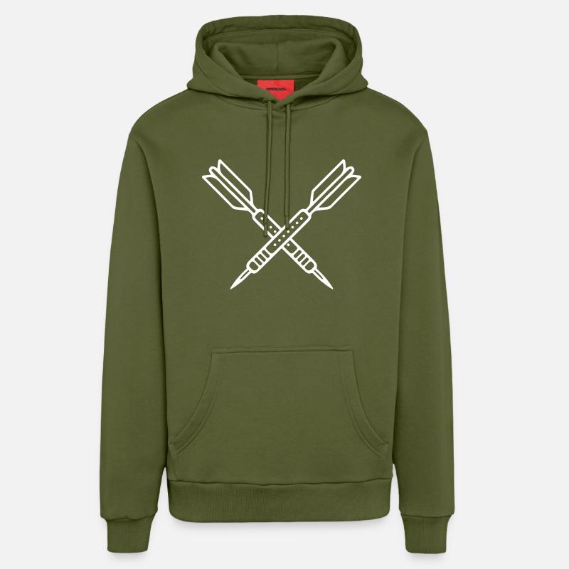 Dartpfeile Symbole des fléchettes - Sweat à capuche bio décontracté fabriqué en UE - MOSS GREEN