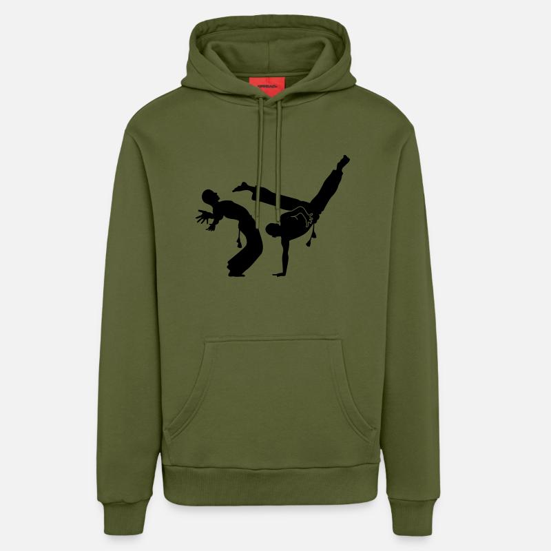 capoeira - Sweat à capuche bio décontracté fabriqué en UE - MOSS GREEN