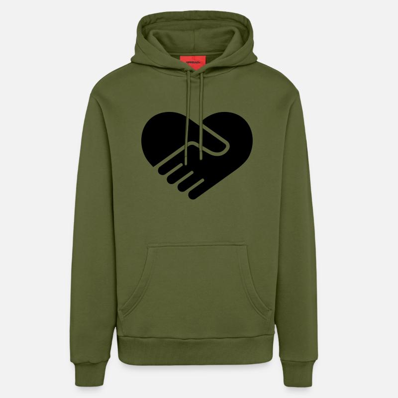 Coeur dans ta main ♥ - Sweat à capuche bio décontracté fabriqué en UE - MOSS GREEN