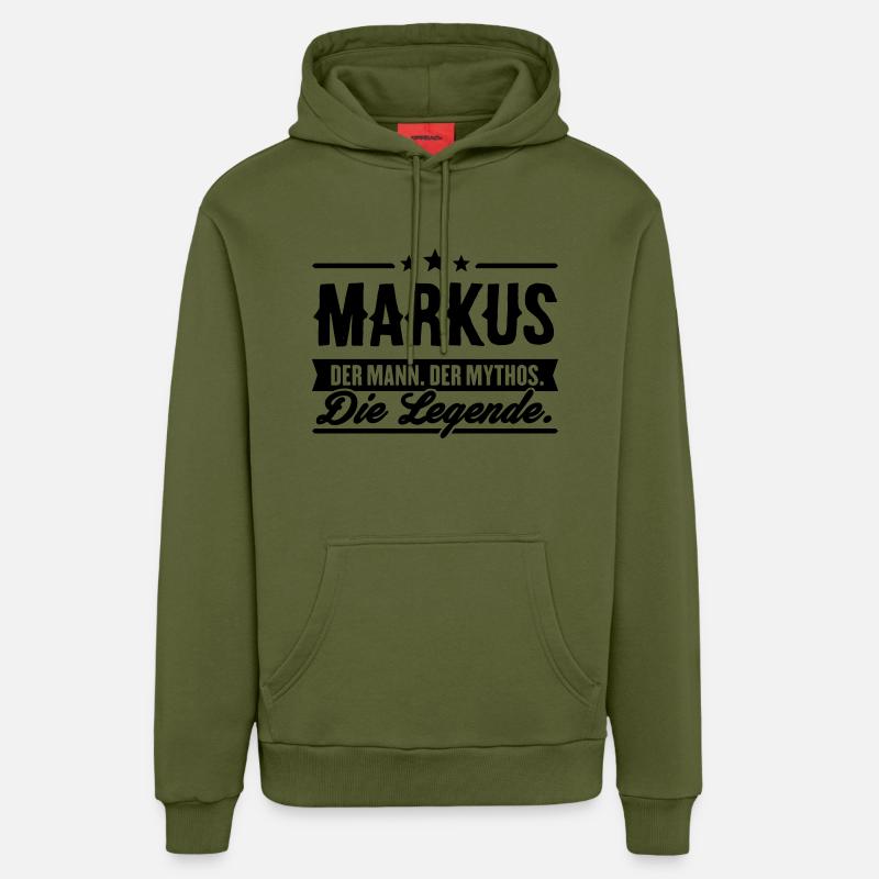 Mann Mythos Legende Markus - Organic Relaxed Hoodie Made in EU - MOSS GREEN