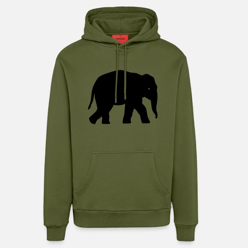 L'éléphant Silhouette - Sweat à capuche bio décontracté fabriqué en UE - MOSS GREEN