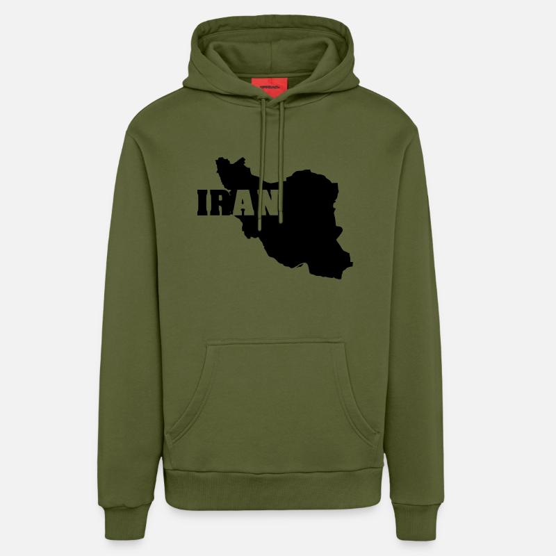 Iran (ID: 002004) - Sweat à capuche bio décontracté fabriqué en UE - MOSS GREEN