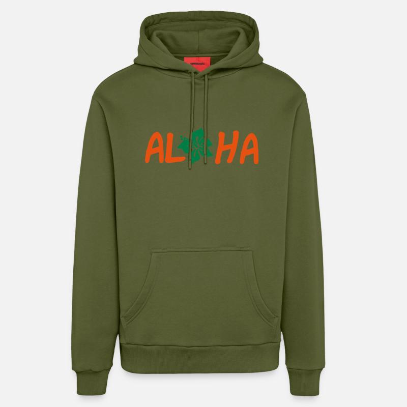 Hawaii - Sweat à capuche bio décontracté fabriqué en UE - MOSS GREEN