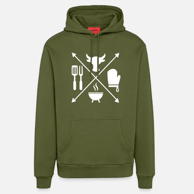 grillage - Sweat à capuche bio décontracté fabriqué en UE - MOSS GREEN