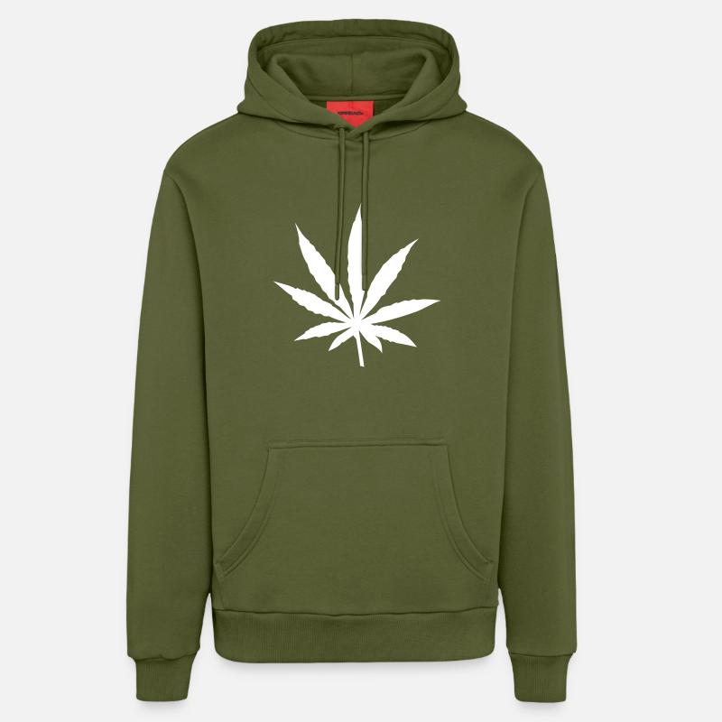 feuille - Sweat à capuche bio décontracté fabriqué en UE - MOSS GREEN