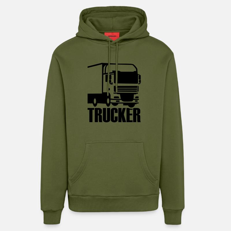 Trucker - Sweat à capuche bio décontracté fabriqué en UE - MOSS GREEN