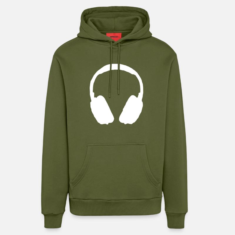 Musique casque - Sweat à capuche bio décontracté fabriqué en UE - MOSS GREEN