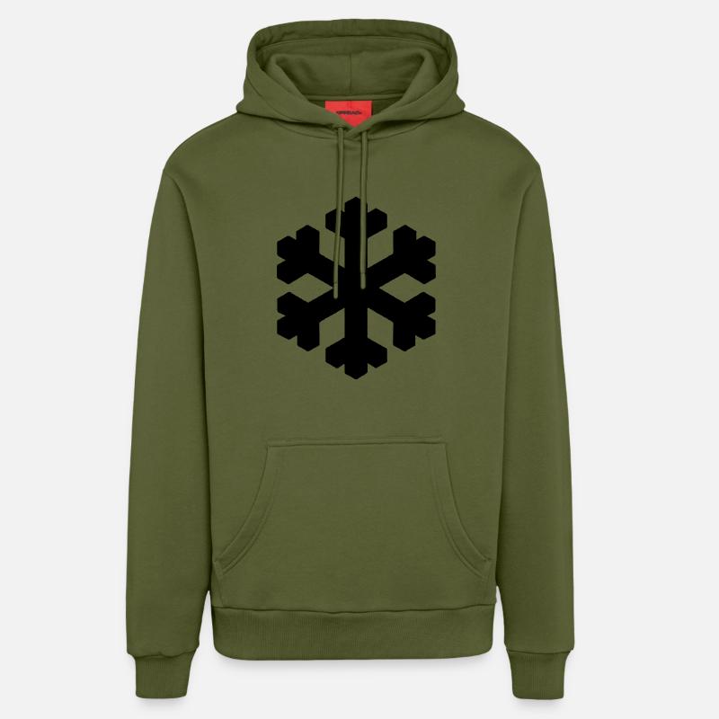 Flocon de neige noir - Sweat à capuche bio décontracté fabriqué en UE - MOSS GREEN