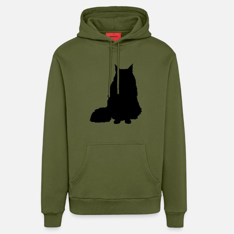 Vector Cat Silhouette - Sweat à capuche bio décontracté fabriqué en UE - MOSS GREEN