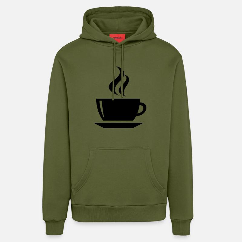 coffee cup tea cafe - Sweat à capuche bio décontracté fabriqué en UE - MOSS GREEN