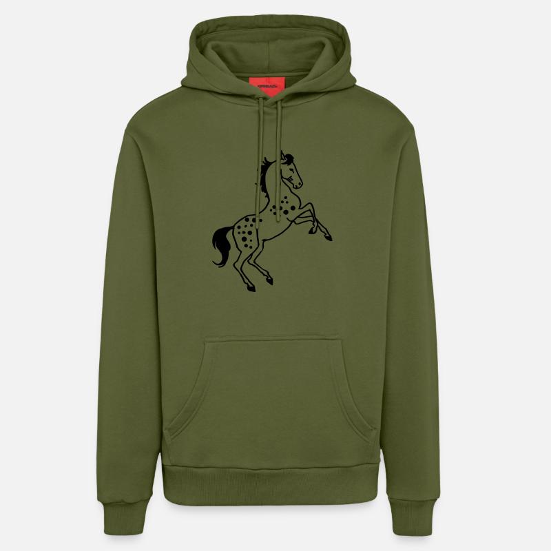 Cheval cabré - Sweat à capuche bio décontracté fabriqué en UE - MOSS GREEN