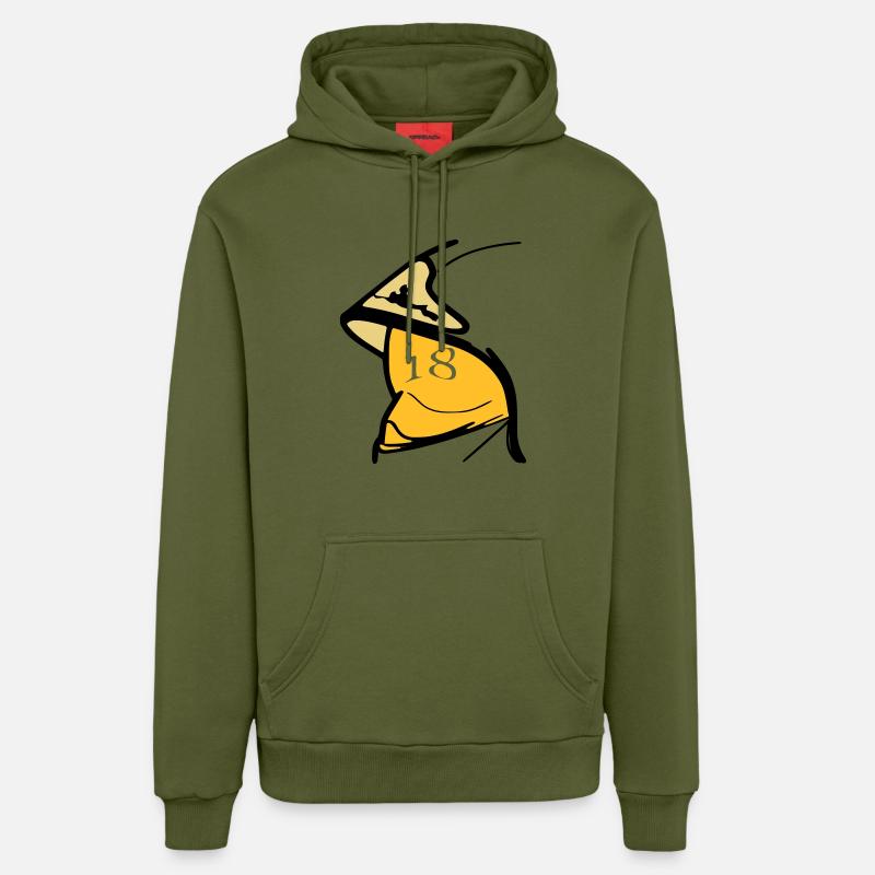Casque F1 visière jaune 18 - Sweat à capuche bio décontracté fabriqué en UE - MOSS GREEN