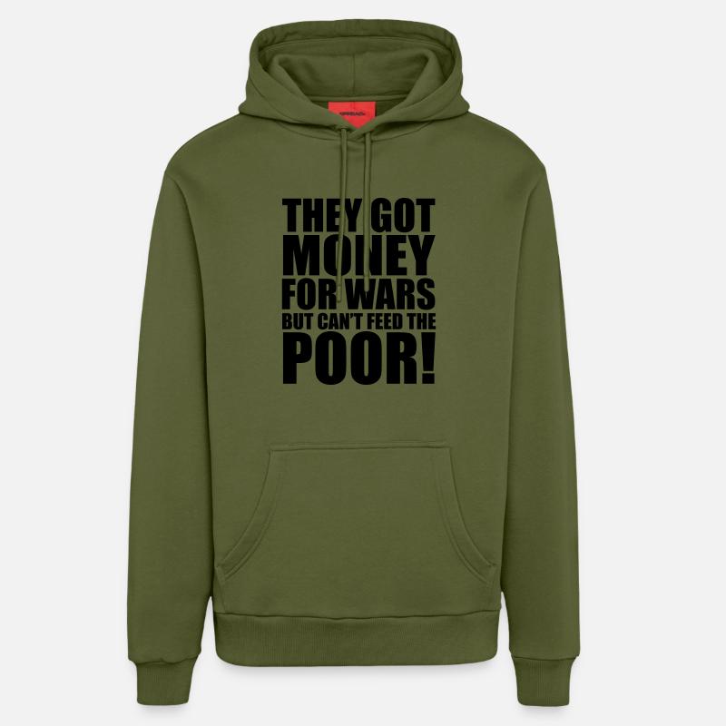 Can't Feed The Poor - Sweat à capuche bio décontracté fabriqué en UE - MOSS GREEN