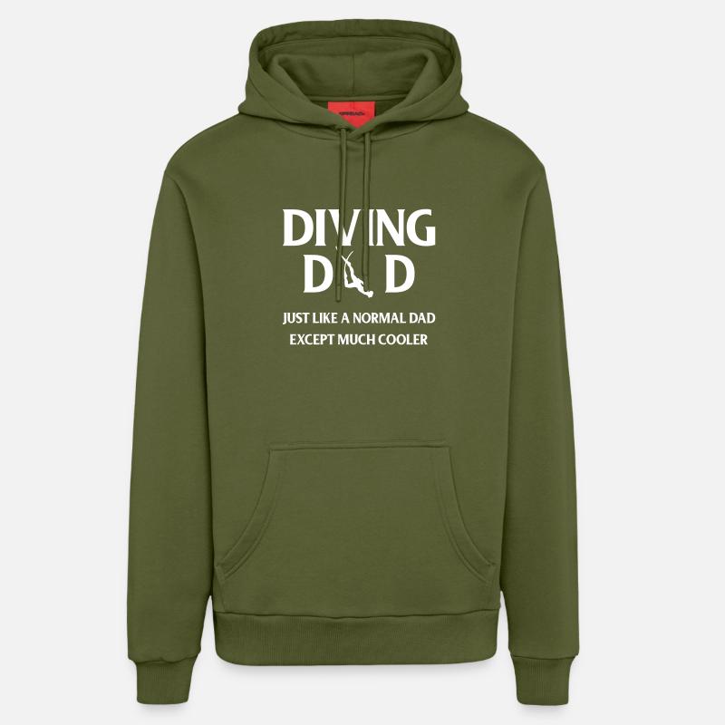 Papa plongeur - Sweat à capuche bio décontracté fabriqué en UE - MOSS GREEN