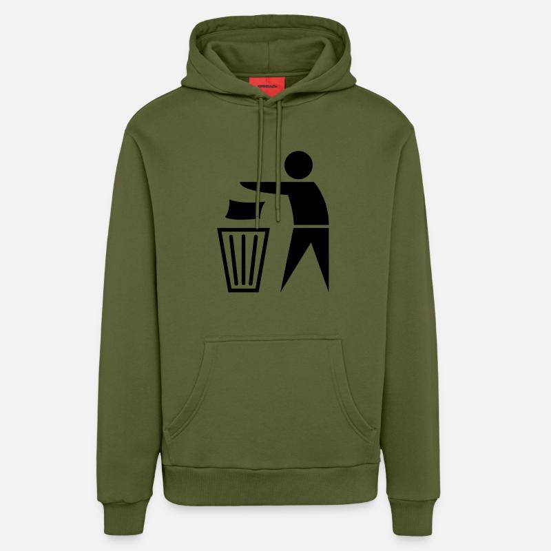 garbage_can - Sweat à capuche bio décontracté fabriqué en UE - MOSS GREEN