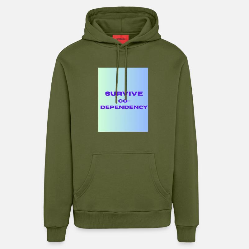 SURVIVE co dependency - Sweat à capuche bio décontracté fabriqué en UE - MOSS GREEN