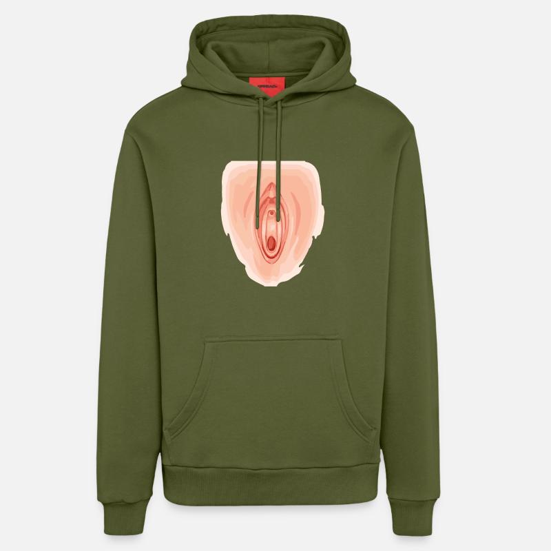 vagin - Sweat à capuche bio décontracté fabriqué en UE - MOSS GREEN