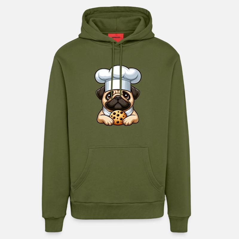 Carlin Chef avec biscuit - Sweat à capuche bio décontracté fabriqué en UE - MOSS GREEN