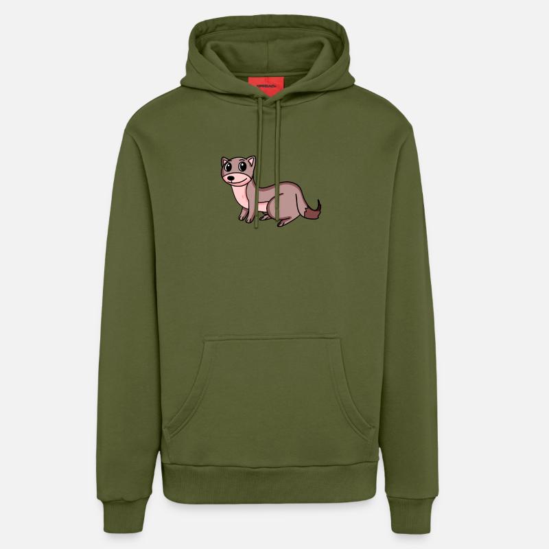 Martre de belette - Sweat à capuche bio décontracté fabriqué en UE - MOSS GREEN
