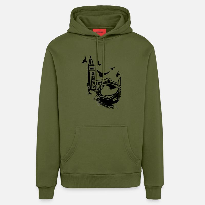 Venise - Sweat à capuche bio décontracté fabriqué en UE - MOSS GREEN