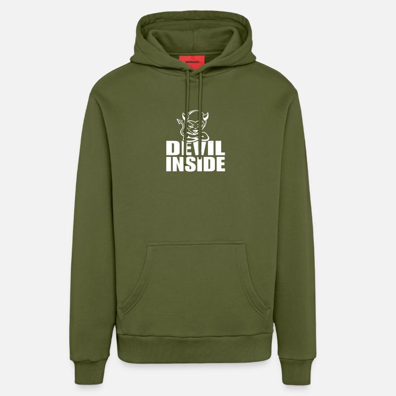 Devil-Inside - Organic Relaxed Hoodie Made in EU - MOSS GREEN