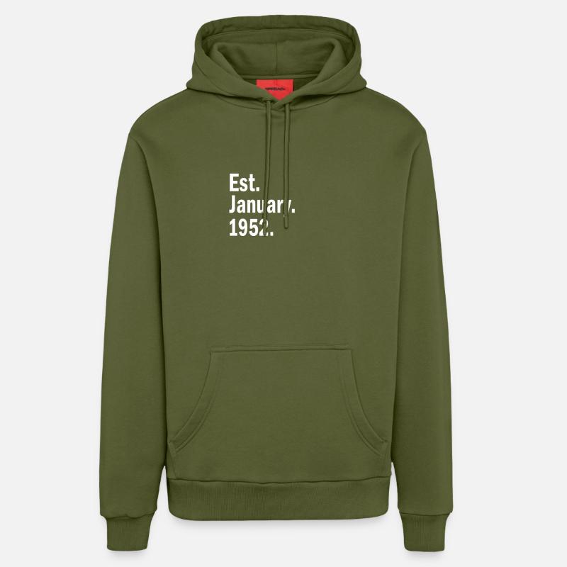 Est janvier 1952 - Sweat à capuche bio décontracté fabriqué en UE - MOSS GREEN
