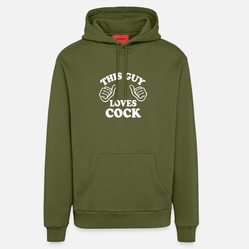 This guy loves cock - Sweat à capuche bio décontracté fabriqué en UE - MOSS GREEN