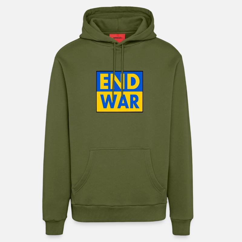 End war - Sweat à capuche bio décontracté fabriqué en UE - MOSS GREEN