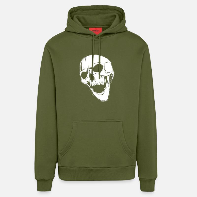 crâne qui pleure - Sweat à capuche bio décontracté fabriqué en UE - MOSS GREEN