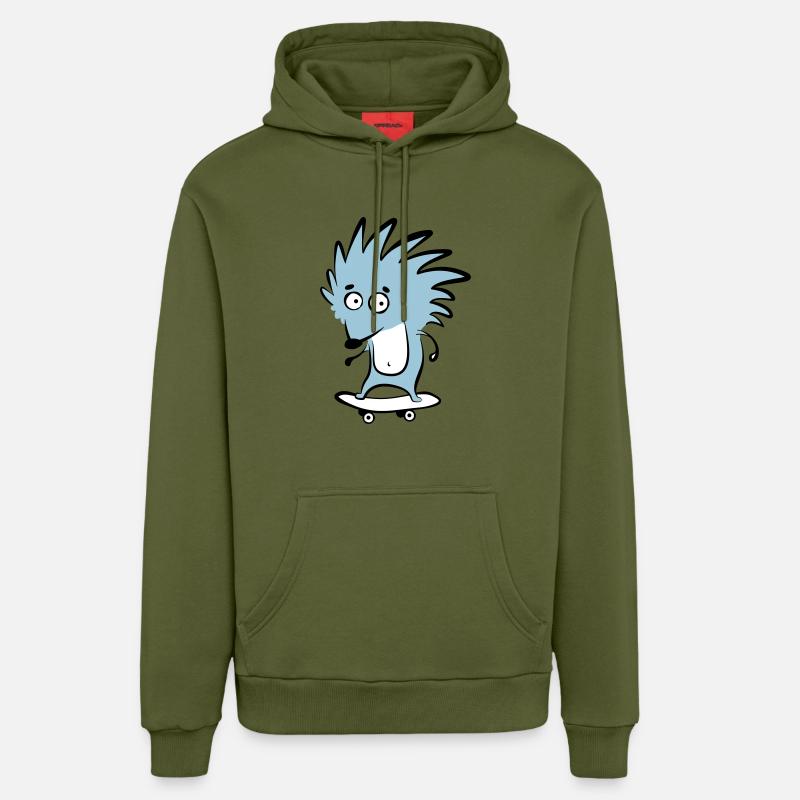 Skate-hérisson "Knut H. Heckmann" - Sweat à capuche bio décontracté fabriqué en UE - MOSS GREEN