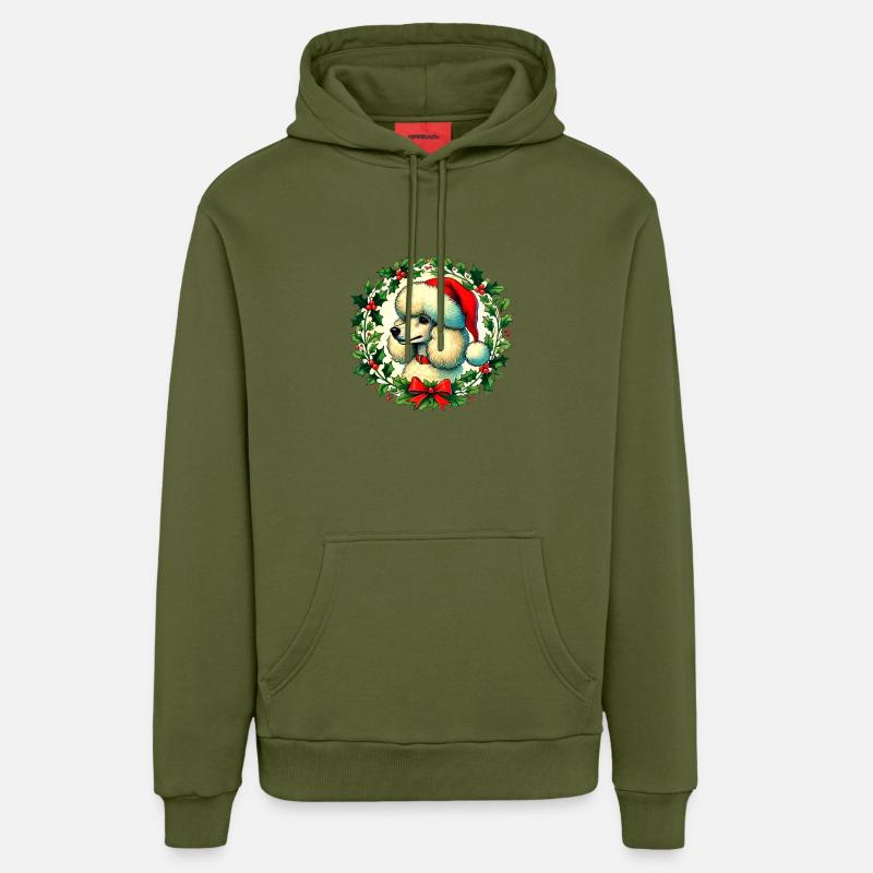 Caniche de Noël - Sweat à capuche bio décontracté fabriqué en UE - MOSS GREEN