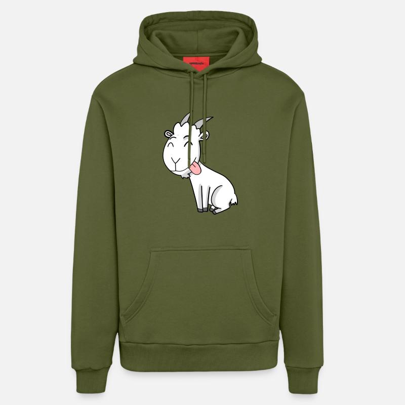 Chèvre Chèvre Buck - Sweat à capuche bio décontracté fabriqué en UE - MOSS GREEN
