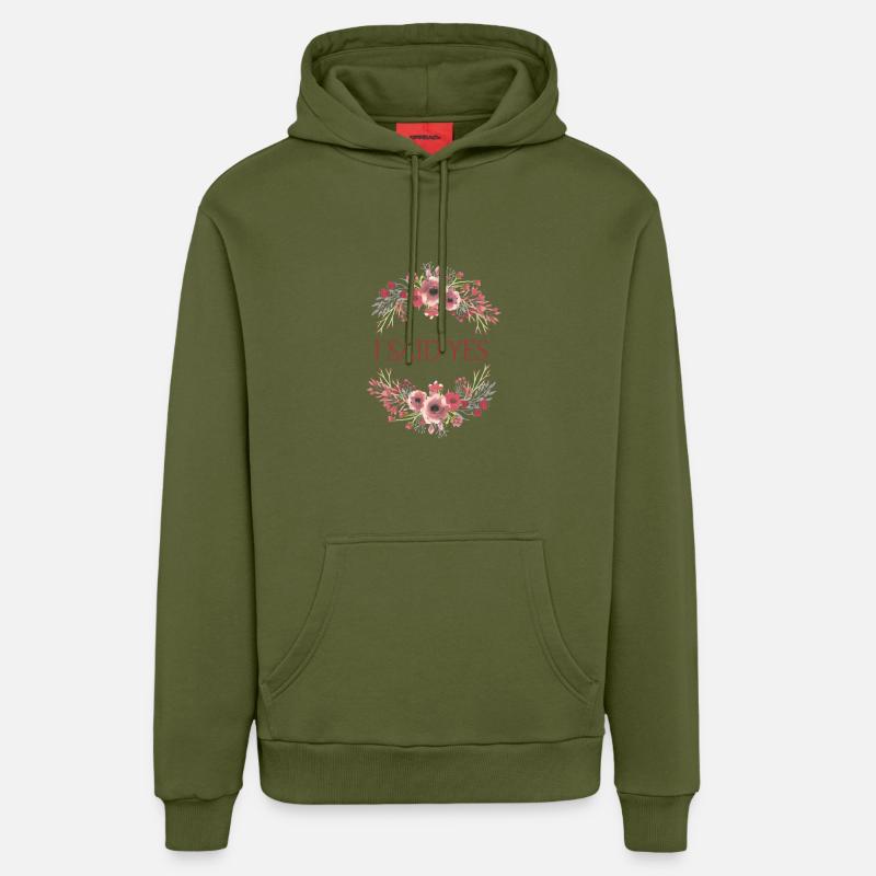 Je dis OUI - Sweat à capuche bio décontracté fabriqué en UE - MOSS GREEN