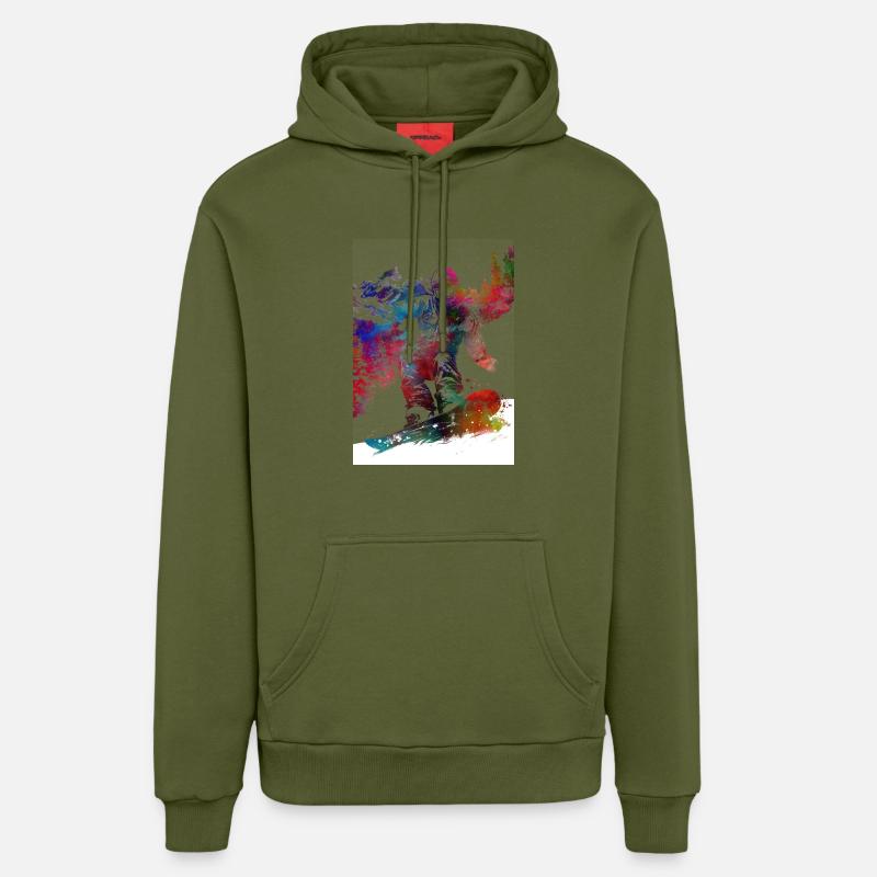 Snowboard sport art #snowboard - Sweat à capuche bio décontracté fabriqué en UE - MOSS GREEN