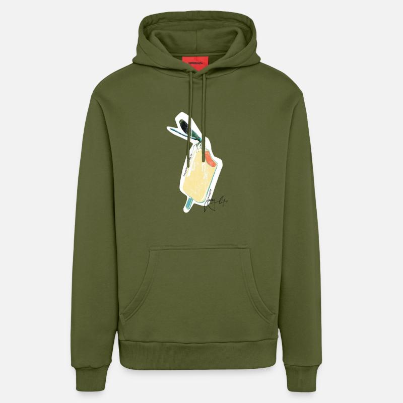 libellule - Sweat à capuche bio décontracté fabriqué en UE - MOSS GREEN