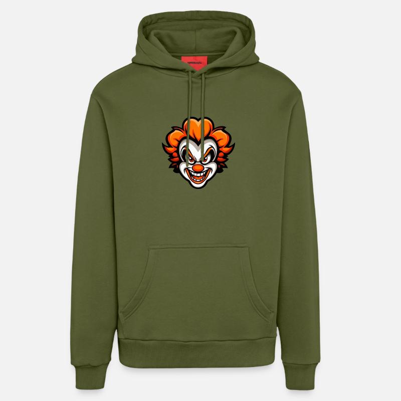 Clown comique d’Halloween - Sweat à capuche bio décontracté fabriqué en UE - MOSS GREEN