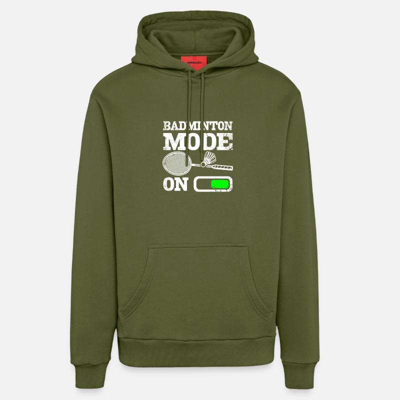 Mode Badminton sportif activé - Sweat à capuche bio décontracté fabriqué en UE - MOSS GREEN