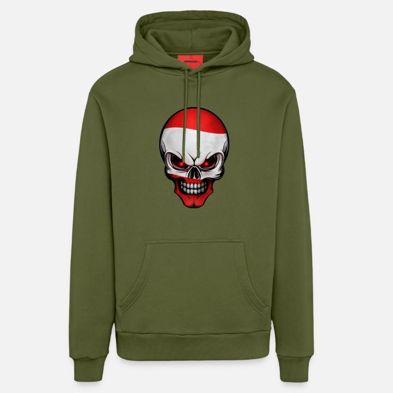 Crâne Autriche conçoit Allround - Sweat à capuche bio décontracté fabriqué en UE - MOSS GREEN