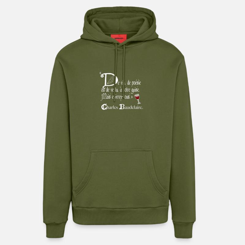 Enivrez-vous-blanc - Sweat à capuche bio décontracté fabriqué en UE - MOSS GREEN