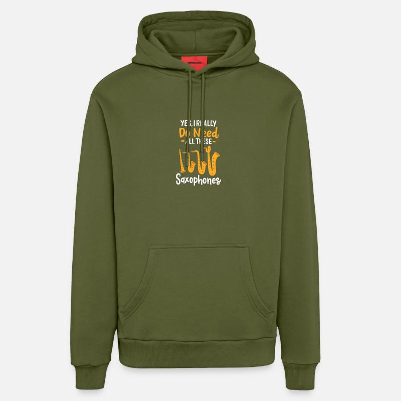 Saxophone Saxofon - Sweat à capuche bio décontracté fabriqué en UE - MOSS GREEN